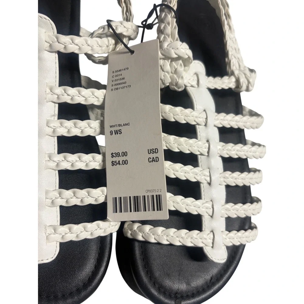 Urban Outfitters White Braided Strappy Flatform Platform Sandals Size 9 New Boho